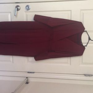 Maroon Boohoo Plunge Slit Maxi Dress